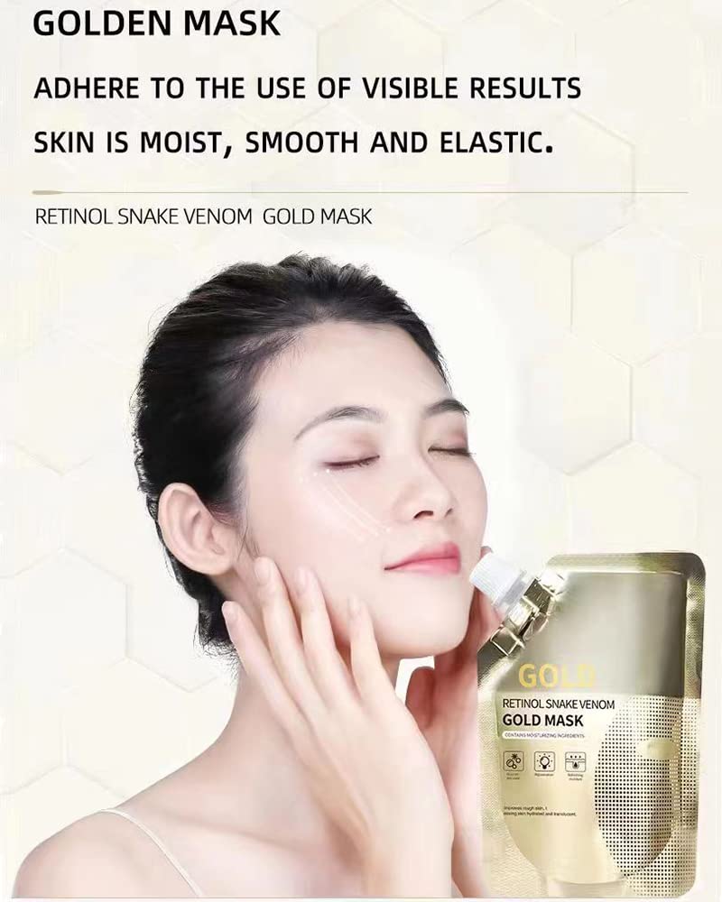 Retinol Snake Venom Gold Peel-Off Mask 100g – Anti-Aging Face Mask to Reduce Wrinkles, Fine Lines, Acne & Minimize Pores, Moisturizing Beauty & Personal Care Yanficer