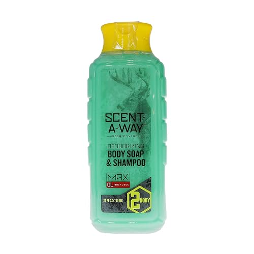 Hunters Specialties Scent-A-Way MAX Liquid Body Soap & Shampoo - Odorless Green Soap Scent Eliminator for Hunters, Trappers, Anglers, and Campers - 24 Beauty & Personal Care Hunters Specialties