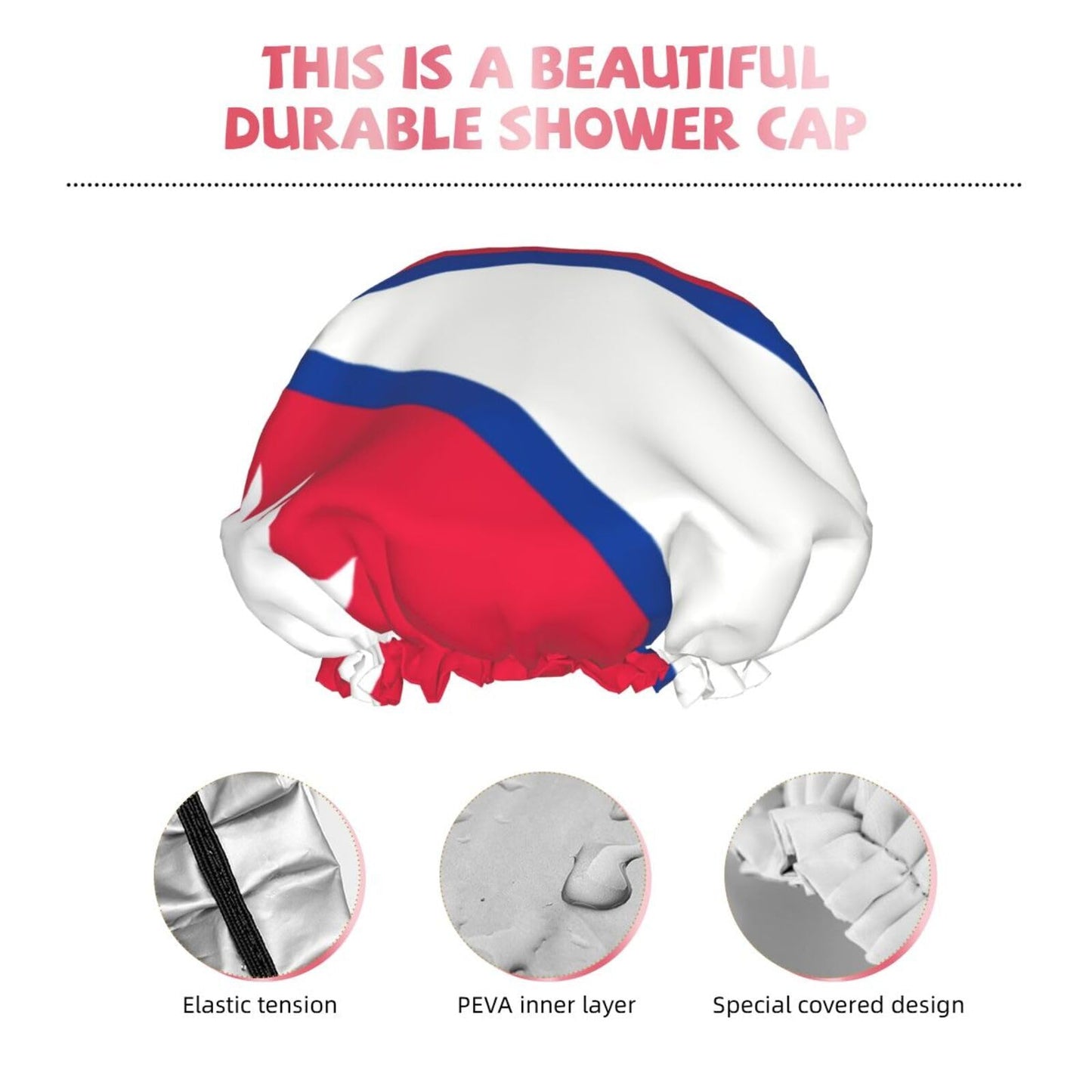 Nepal Flag Prints Shower Cap Double Layer Lined Waterproof Bathing Shower Hat Beauty and Personal Care Hayyett