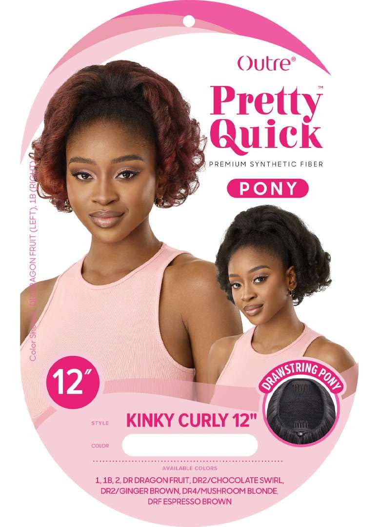 Outre Pretty Quick - Drawstring Pony - Kinky Curly 12" (OFF BLACK 1B)