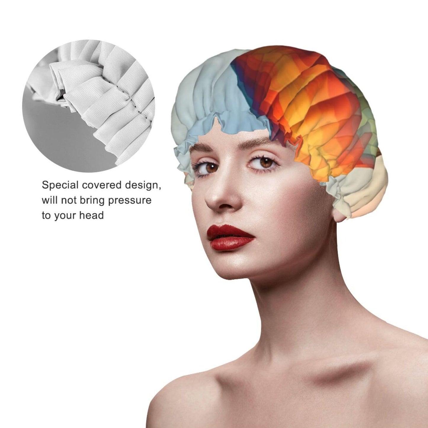 Hot Air Balloon Shower Cap for Women Men Large Reusable Shower Bonnet Double-Layer Waterproof Bath Caps Elastic Band Hair Hat for All Hairstyles Beauty and Personal Care BWLHJKE