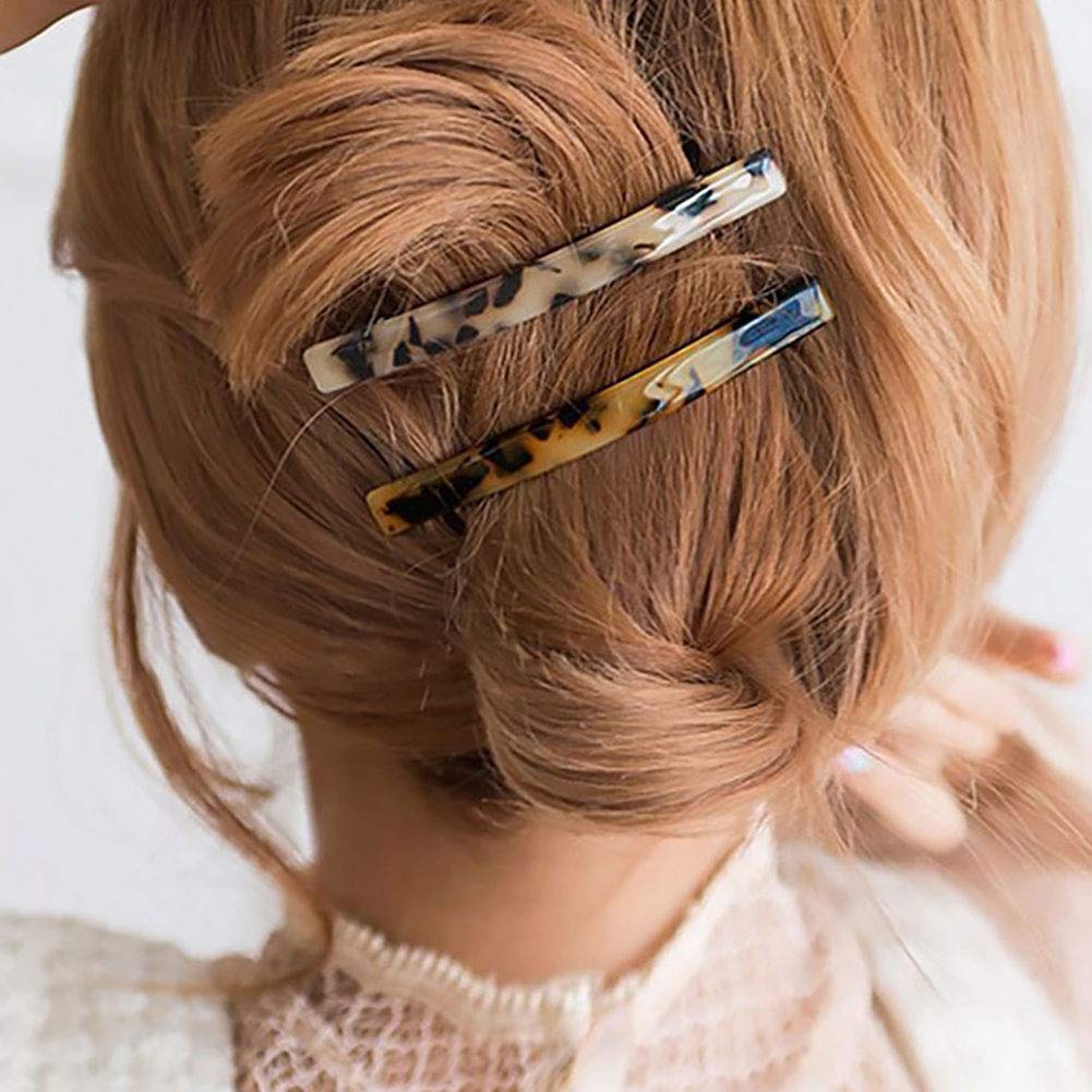 HYFEEL Long French Barrettes for Women Simple Classic Acrylic Resin Hair Clips Tortoise Shell Skinny Large 4 inch No-slip Grip Automatic Clasp Clamp Beauty & Personal Care HYFEEL