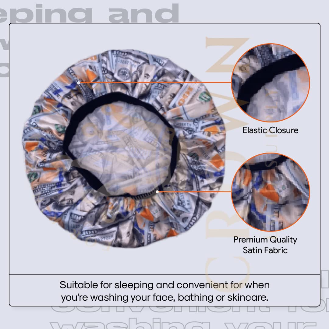 Silky Design Bonnet with Elastic Soft Band, Hair Braid Adjustable Women and Men Bonnets for Sleeping, Comfortable Satin Fabric Bonnet (Mney N) Beauty and Personal Care FOR KINGS. BY KINGS CROWN LMTD SUPPLY