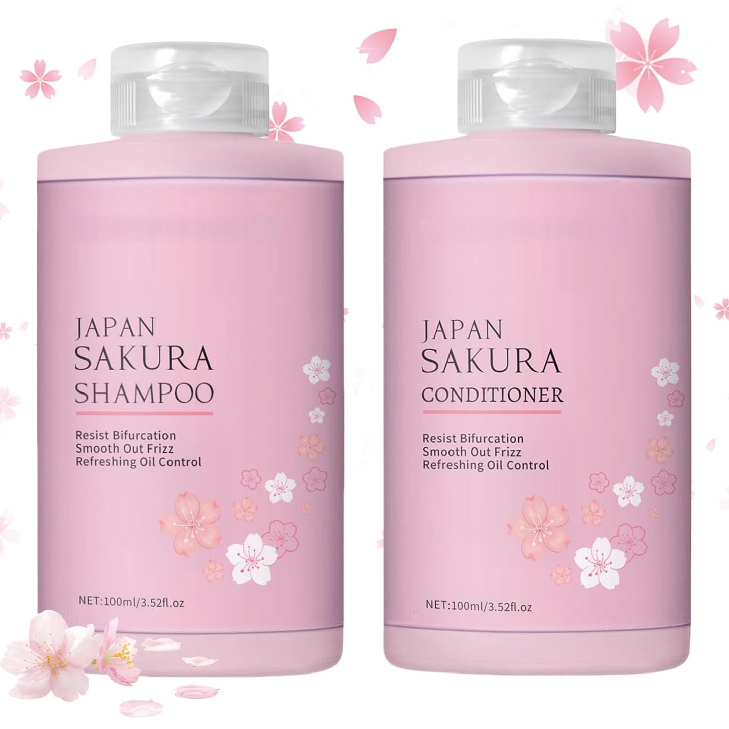Shampoo and Conditioner Set for Women & Men, Cherry Blossoms Hair Shampoo & Conditioner for Curly, Straight, Dry and Damaged Hair - Moisturizing Beauty & Personal Care MeiPlumLai