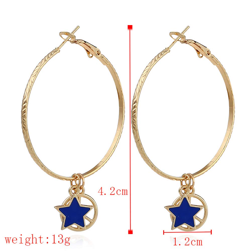 DoubleNine Star Large Hoop Earring Anti War Dangle Lightweight Peace Sign Gold Delicate Accessories for Women Girls Beauty & Personal Care Doubnine