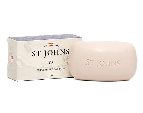 No. 77 Luxury Soap Bar for Men by St Johns. 3X Triple Mille Bath, Body, Shower Soap Bar. 7 Oz Premium Creamy Scented Lather. Best smelling, selling Beauty & Personal Care St. John