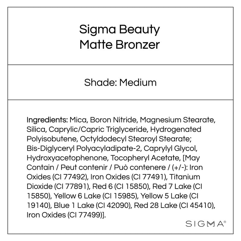 Sigma Beauty Matte Bronzer Powder - Longwear Light Bronzer with Matte Finish for Face - Achieve Natural, Sun Kissed Glow (Medium) Beauty & Personal Care Sigma Beauty