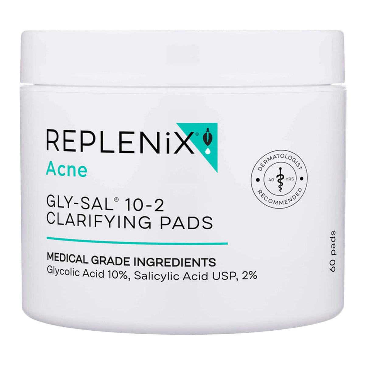 Replenix Gly-Sal Clarifying Acne Pads, 60 Count, Medical-Grade 10% Glycolic Acid & 2% Salicylic Acid Exfoliating Pads for Acne-Prone Skin, Help Clear Beauty & Personal Care Replenix
