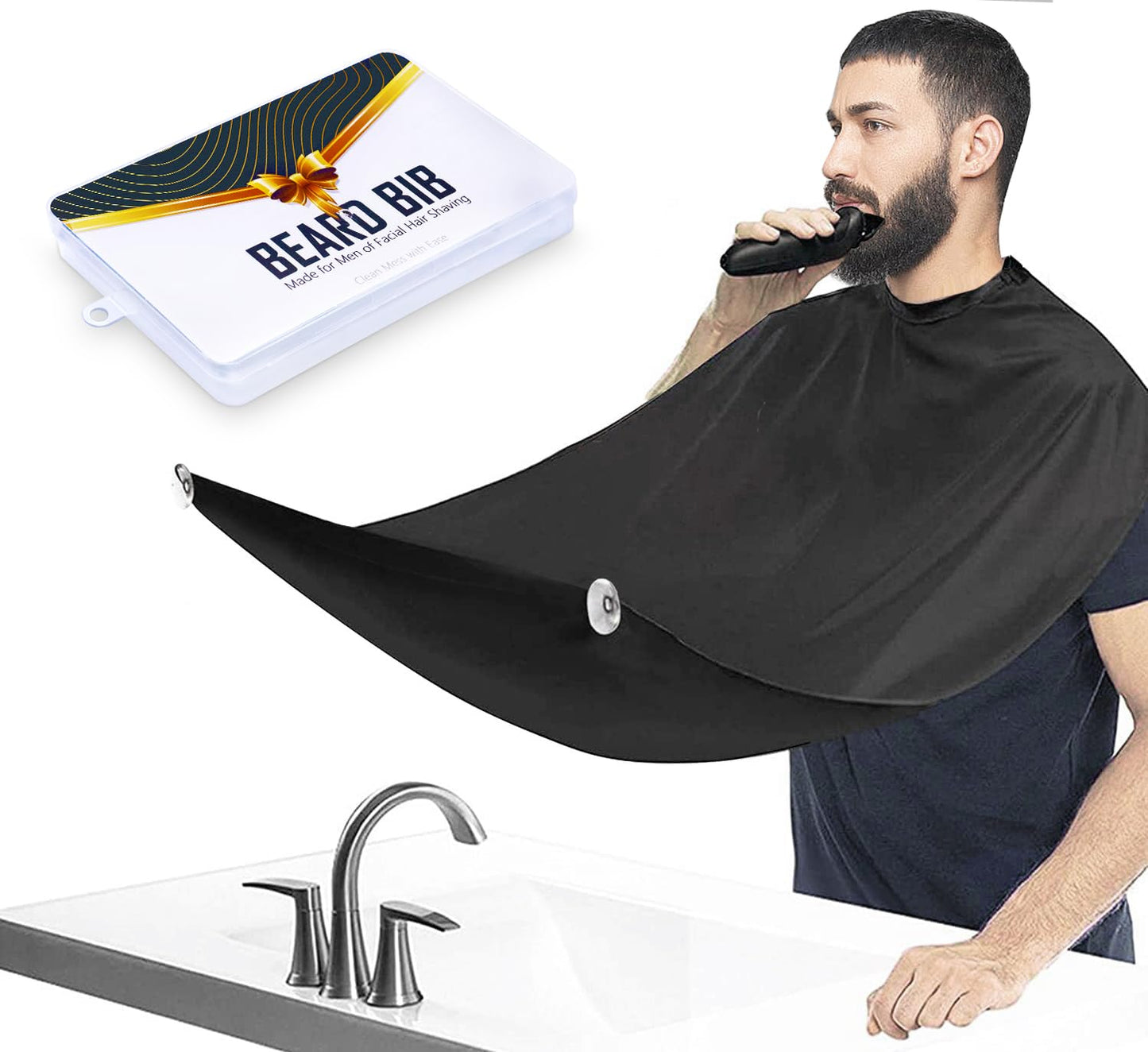 Fun Gift Beard Bib,Beard Apron,Beard Catcher for Men Shaving and Trimming,Non-Stick Beard Cape Grooming Cloth, with 3 Suction Cups, Valentines Day Beauty and Personal Care Fun Gift