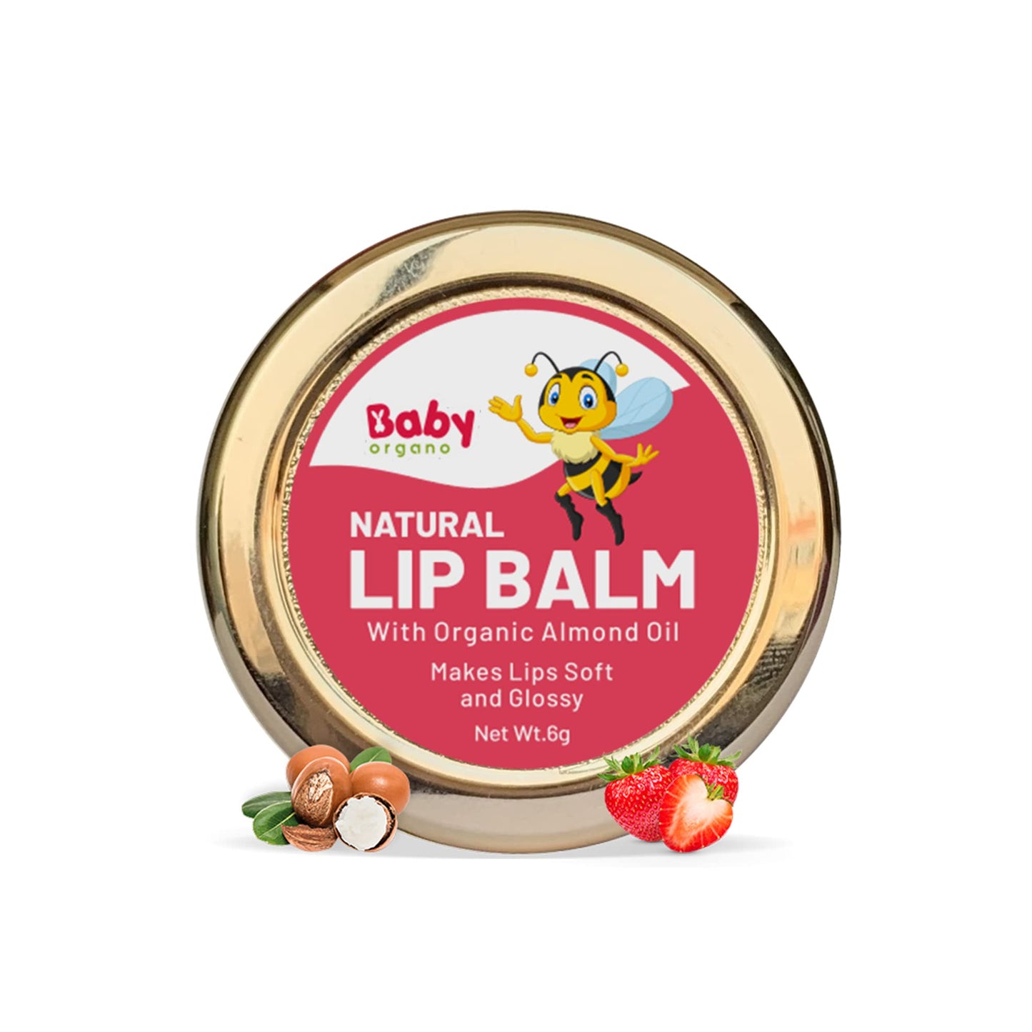 Babyorgano Natural Lip Balm I Non Sticky I Protects Moisturize & Nourishes Dry Chapped Lips I Shea & Cocoa Butter Strawberry Flavor 8Gm, Pink 1 count Beauty and Personal Care Baby Organo