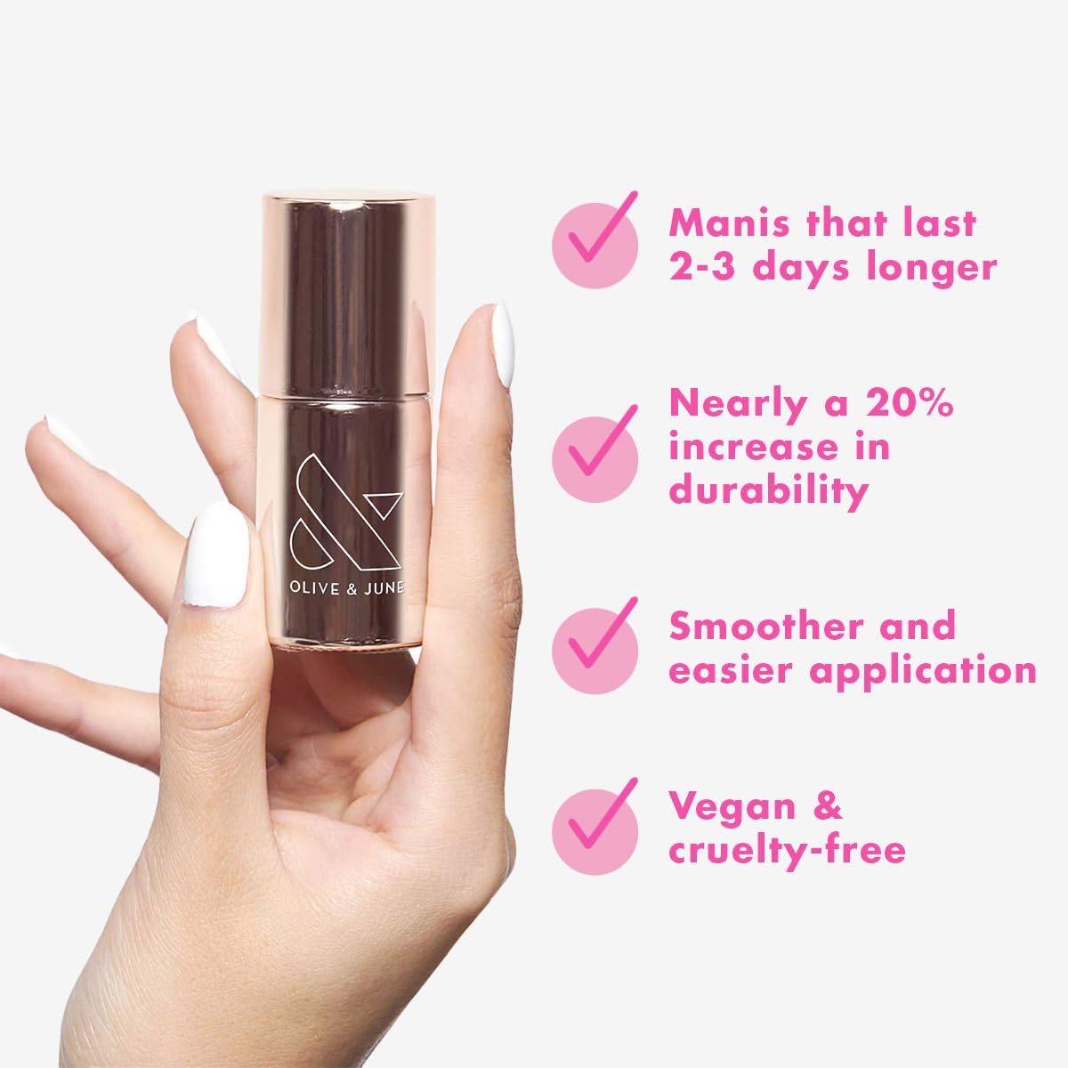 Olive & June Nail Primer | Increase Polish Wear Time by 2-3 Days | Smooths Application & Boosts Durability | 15-Free, Vegan, Cruelty-Free | Nail Prep