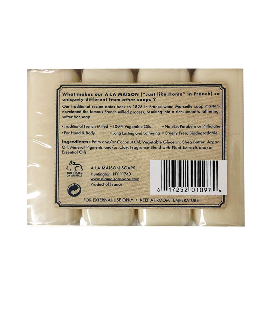 A La Maison Traditional French Milled Shea Butter & Argan Oil Soap Set, 4 Bars (Fresh Sea Salt) Beauty & Personal Care A LA MAISON