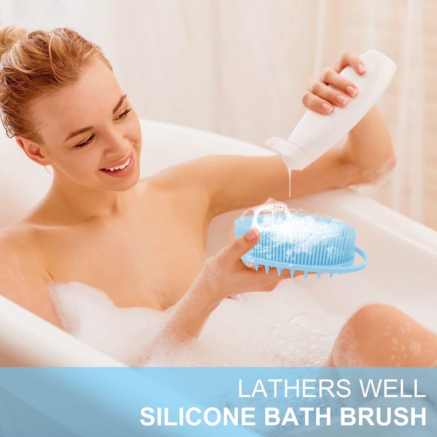 Upgrade 2 in 1 Bath and Shampoo Body Brush, Silicone Body Scrubber for Use in Shower, Exfoliating Body Brush, Premium Silicone Loofah, Head Scrubber Beauty & Personal Care WETANG