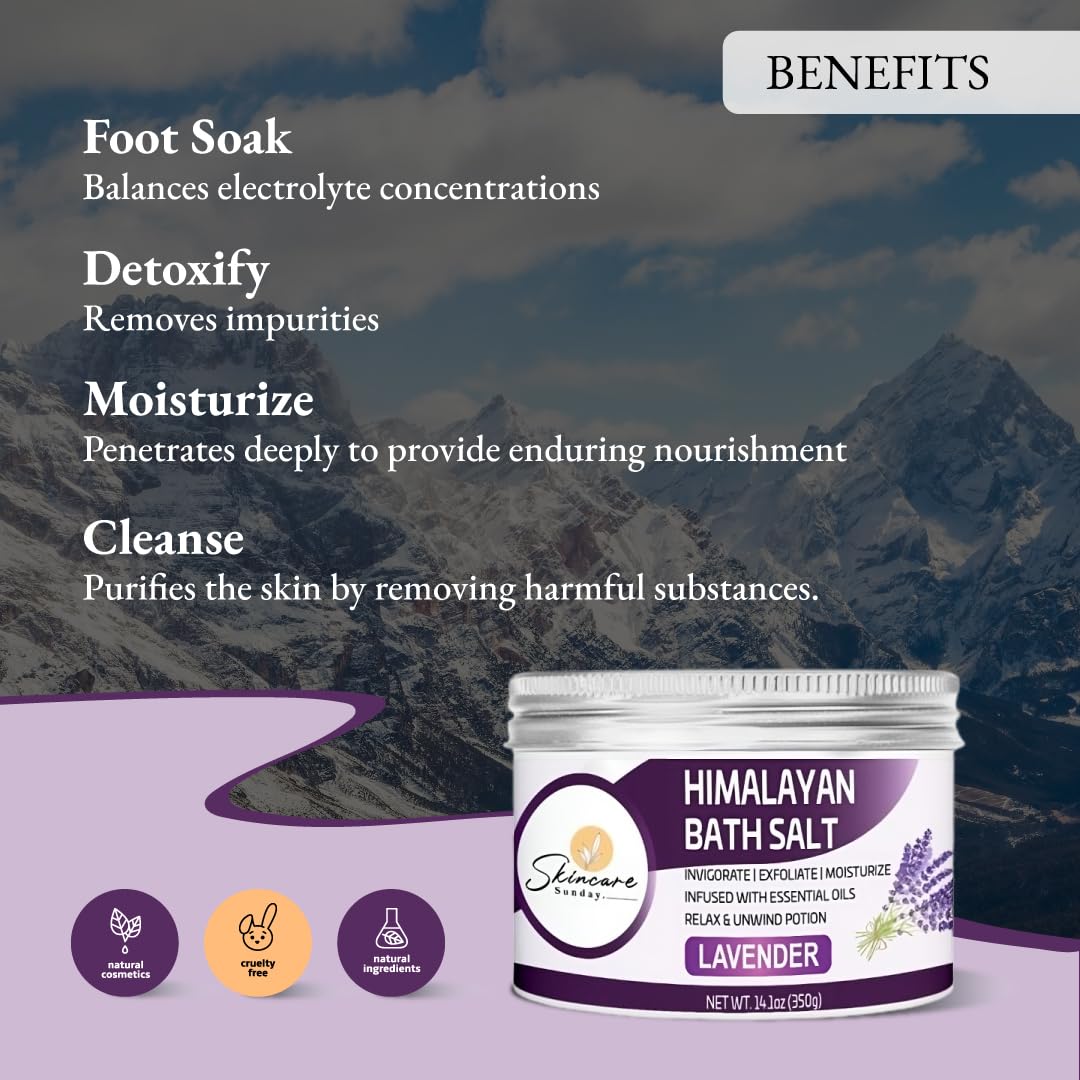 Skincare Sunday Himalayan Bath Salts Infused with Minerals and Essential Oils - Invigorate - Exfoliate - Moisturize - Detoxify - Cleanse - Relaxing Beauty and Personal Care SKINCARE SUNDAY