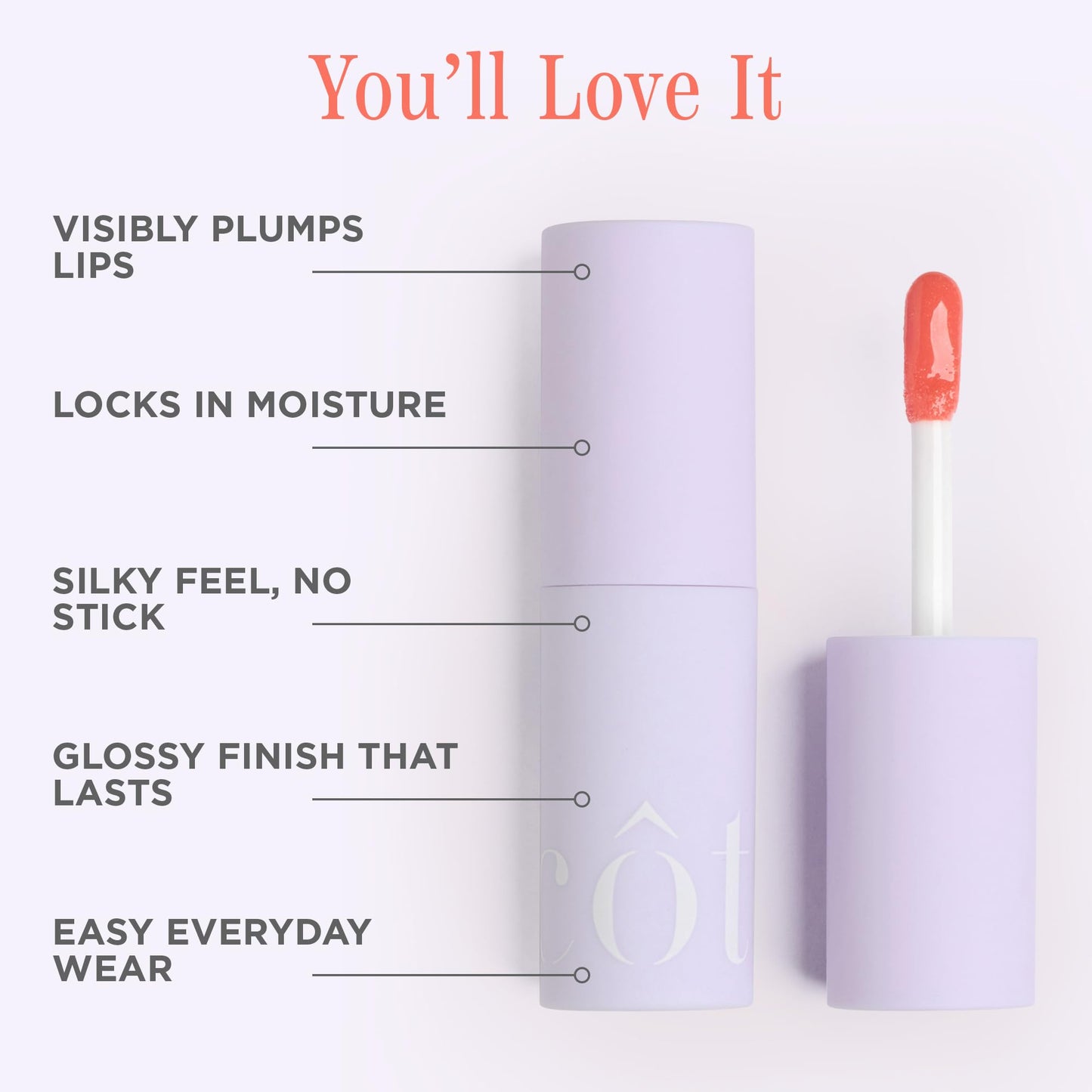 Cote Beauty's Peptide Lip Shine in Branson, Ultra Hydrating & Long-Lasting Coral Plumping Lip Gloss for Women with Hyaluronic Acid, Shea Butter & Beauty & Personal Care Cote Shop