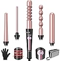 USHOW Curling Iron, Curling Wand Set, Instant Heat Up Hair Curler with Interchangeable Tourmaline Ceramic Barrels (0.5" to 1.25"), Adjustable Beauty & Personal Care USHOW