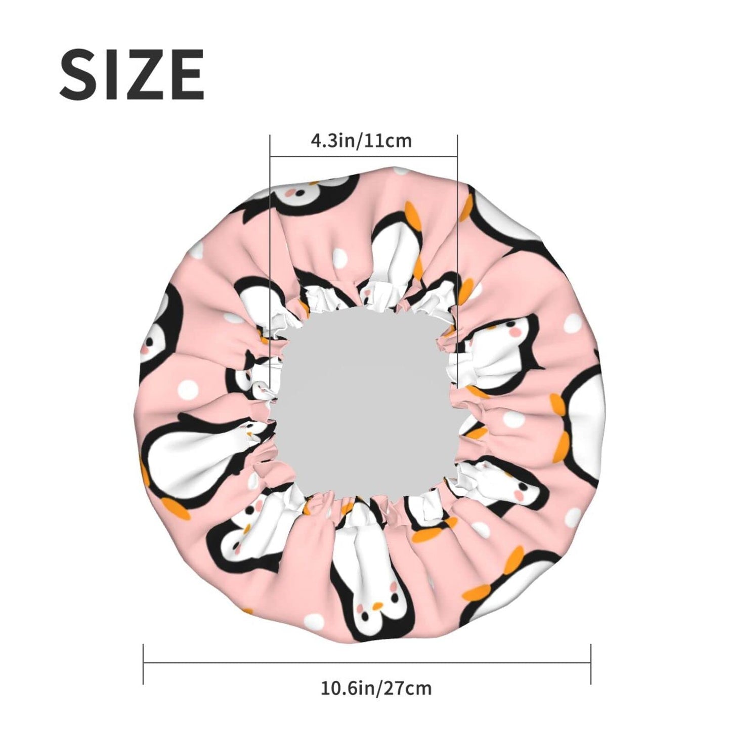 Cute Animal Penguin Shower Cap For Women Adjustable Double Waterproof Layers Bathing Shower Hat Hair Protection Reusable Ladies Spa Salon Shower Hat Beauty and Personal Care SUYGGCK