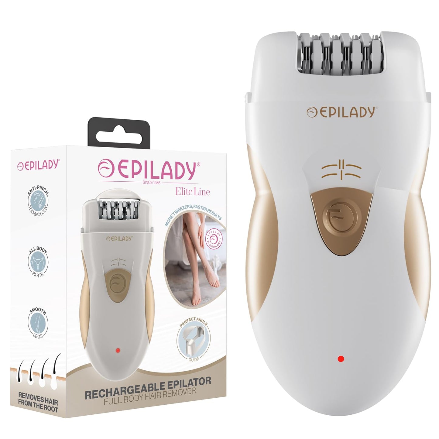 Epilady Legend 5 Rechargeable Cordless Epilator for Women, 56-Tweezer Dual Speed Full Body Hair Removal Device for Legs, Underarms, & Bikini Beauty and Personal Care Epilady