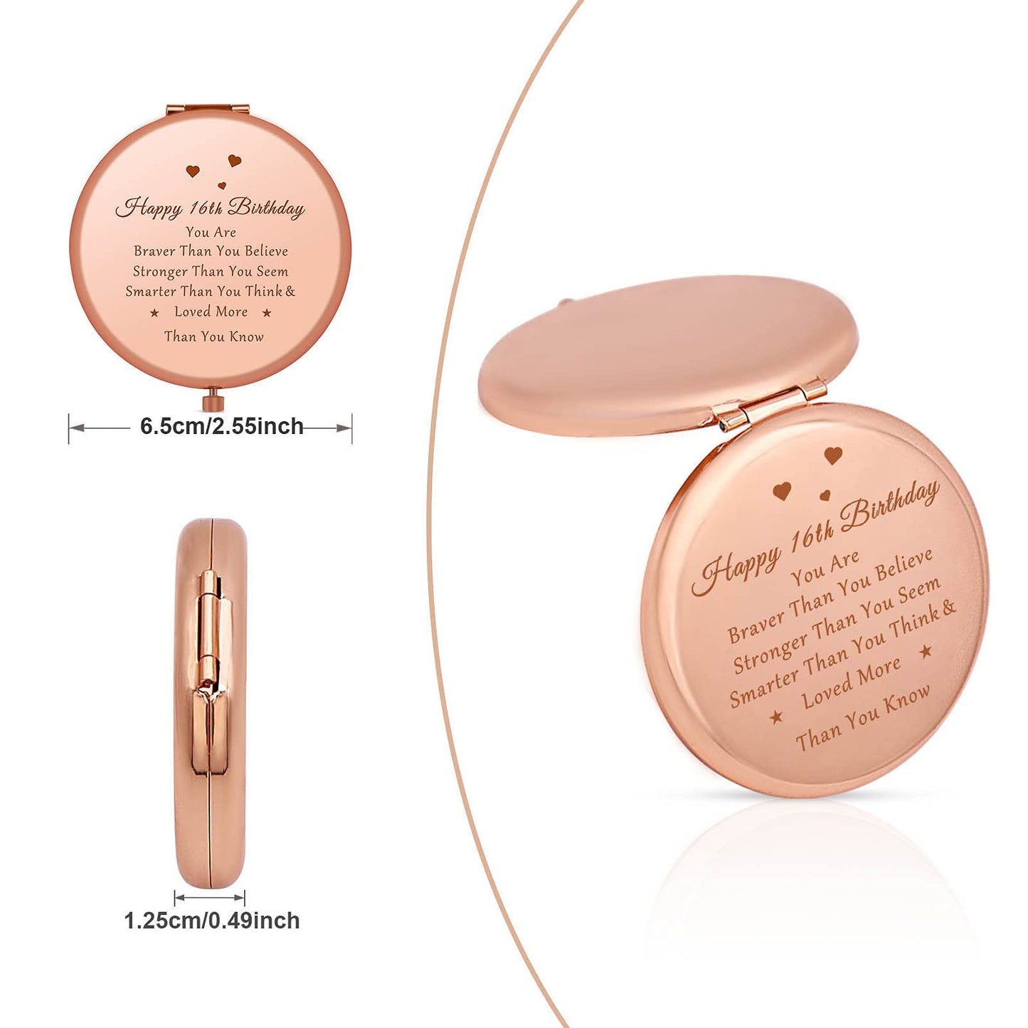 Jielahua 16th Birthday Gifts for Girl Sweet 16 Year Old Birthday Gifts Ideas for Girls Daughter Granddaughter Niece Travel Mirror Compact Makeup Beauty & Personal Care Jielahua