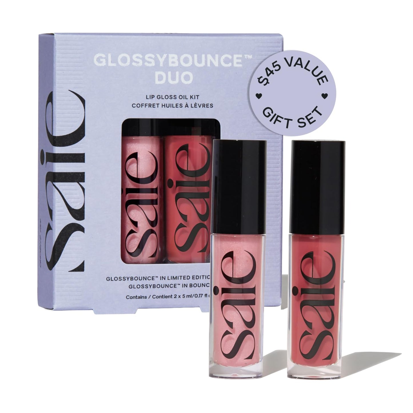 Saie Glossybounce High-Shine Hydrating Lip Gloss Oil - Sheer Tinted Lip Oil with Hyaluronic Acid + Jojoba Oil for Long-Lasting Moisture (.17 oz) Beauty & Personal Care Saie