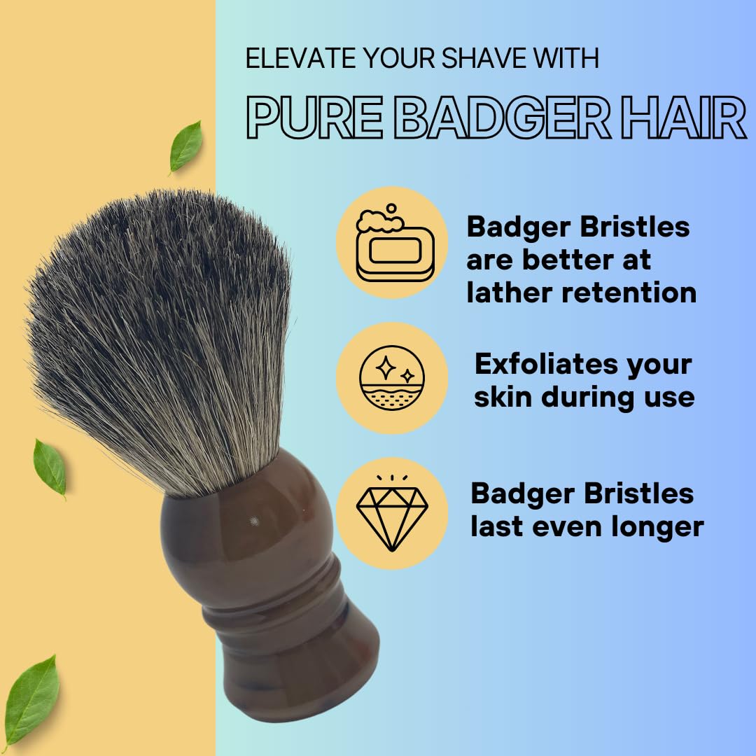 G.B.S Pure Badger Bristle Horn Shaving Brush, use with any Soap Cream All Razors, Effortless Glide Resin Beauty and Personal Care G.B.S