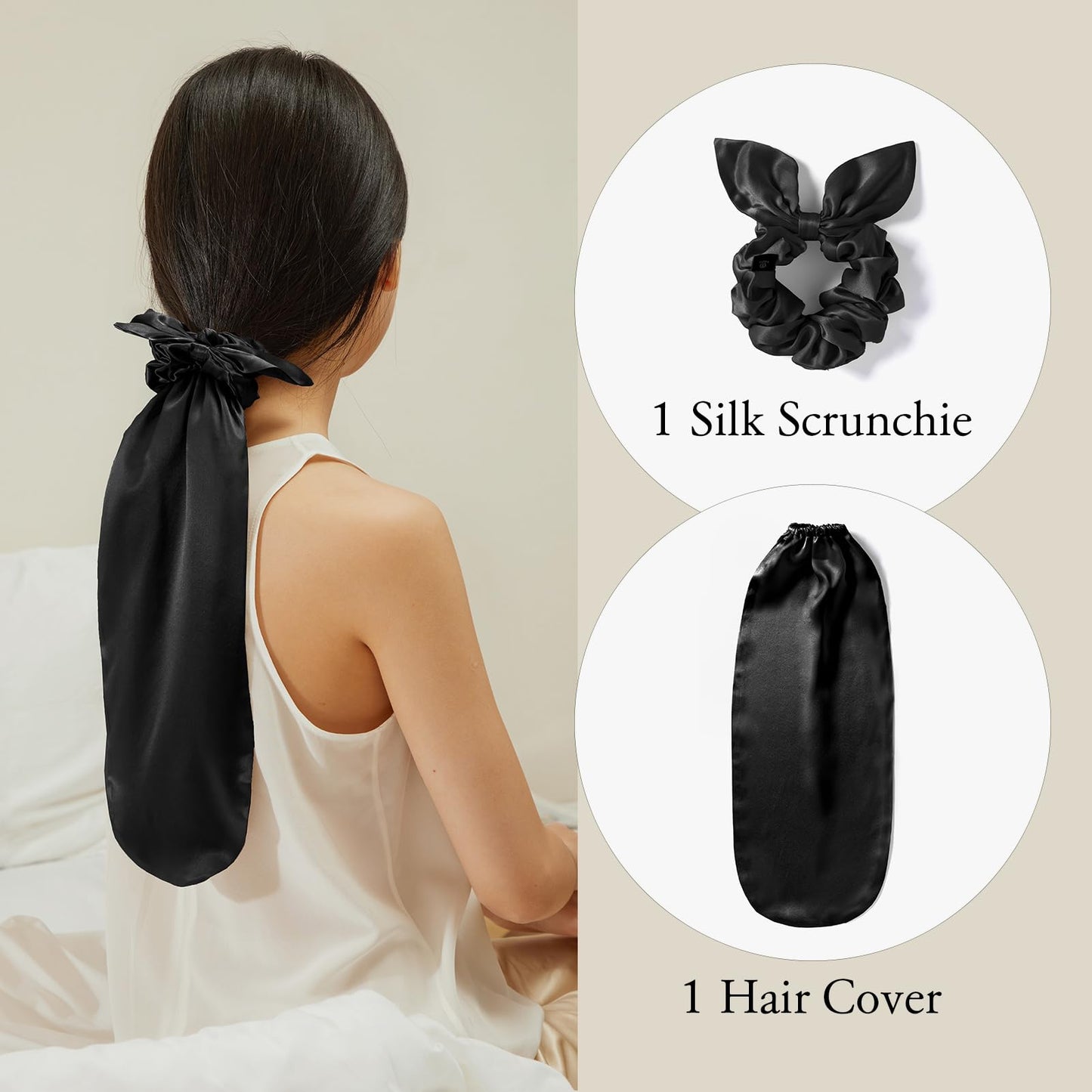 LILYSILK 100% Silk Bonnet for Sleeping & Daily Usage, 2-in-1 Silk Hair Ties with Silk Scrunchies for Long and Curly Hair Elastic Adjustable for Women Beauty and Personal Care LilySilk