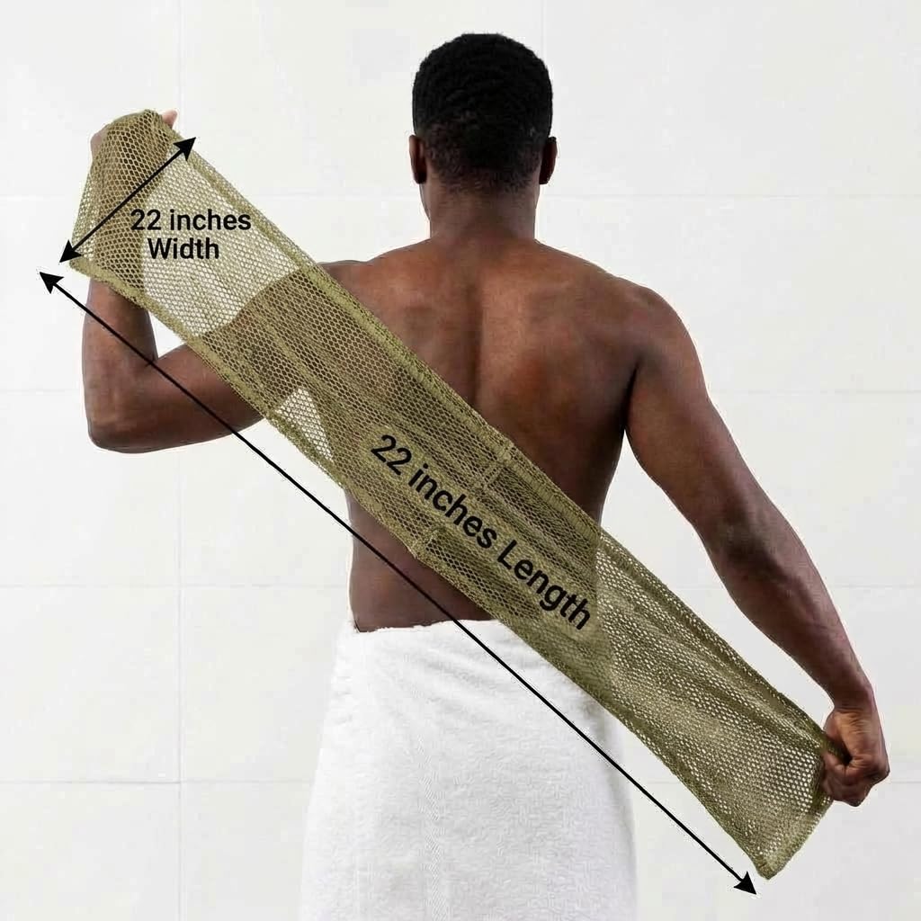 African net Sponge Authentic with Knots, Real, Long, exfoliating net Sponge with 12 Colors for Sale Made for Both Men and Women as a Hygiene Essential Beauty and Personal Care AFRICANA BEAUTY