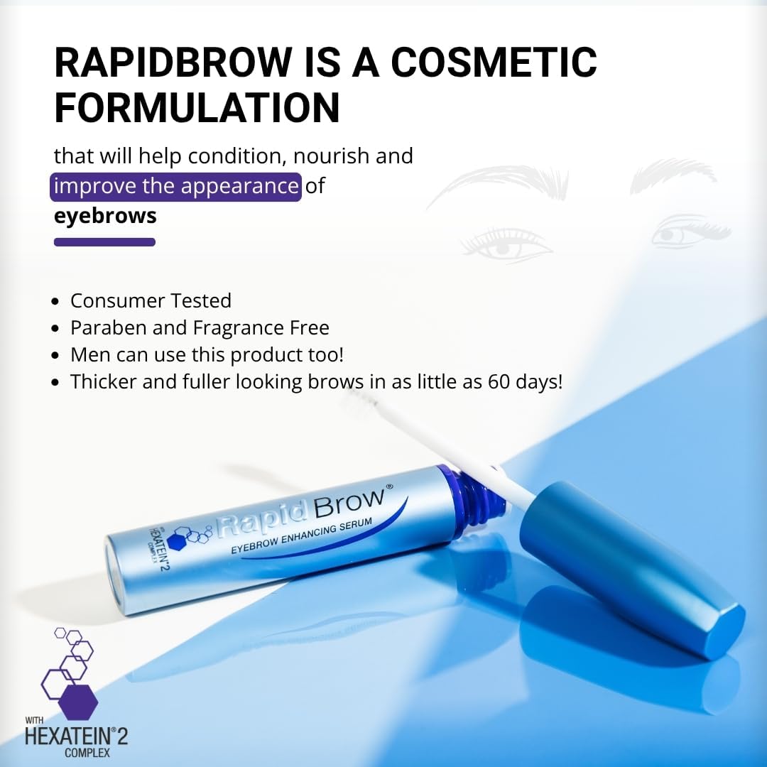 rapidBrow Eyebrow Enhancing Serum 3 mL - Hydrating Hair Serum for Visibly Thicker-Looking Brows with Hexatein 2 Complex Beauty & Personal Care RapidBrow