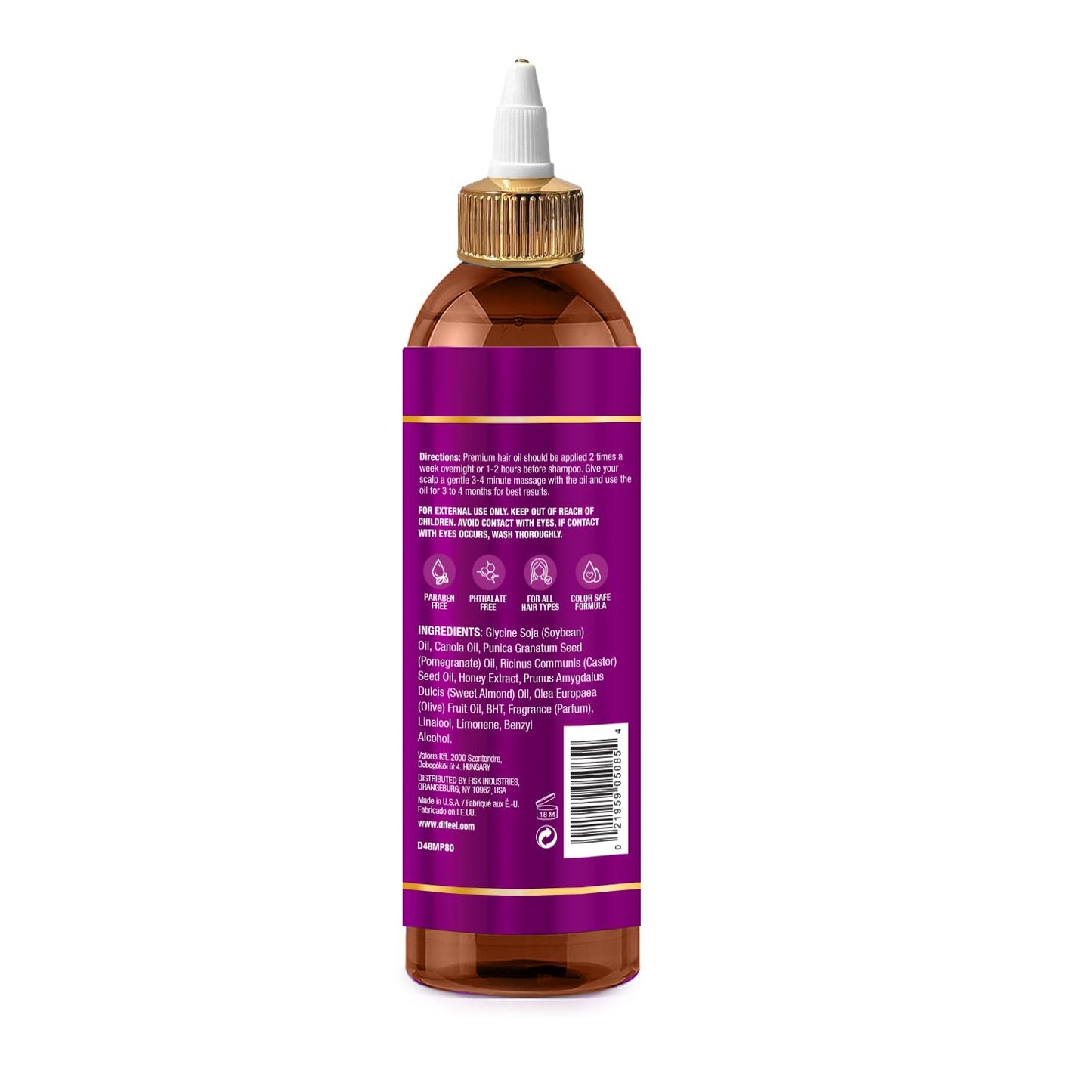 Difeel Pomegranate & Manuka Honey Premium Hair Oil 8 oz. - Growth Stimulating, Moisturizing & Strengthening Hair Oil for Dry, Damaged Hair Beauty & Personal Care Difeel