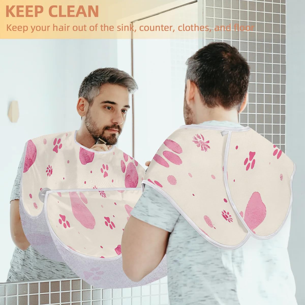 Cats Paw Prints Beard Bib for Men Non-Stick Beard Trimming Catcher Adjustable Shaving Bib for Men Birthday Valentines's Day Gifts for Men Boyfriend Beauty and Personal Care Shoblo
