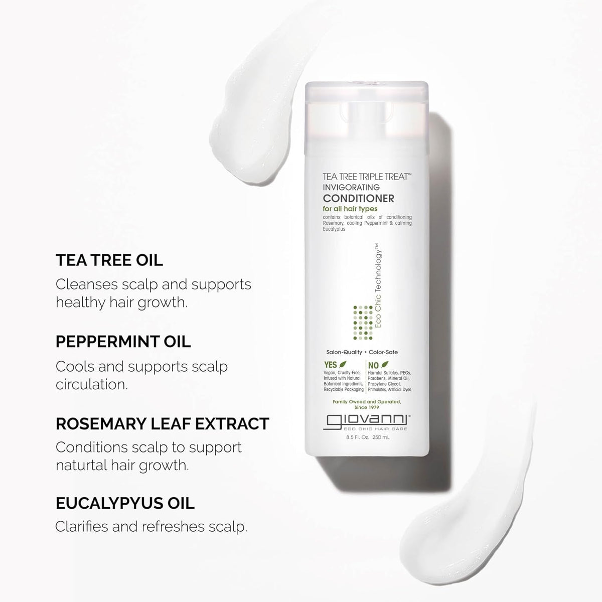 GIOVANNI Tea Tree Triple Treat Invigorating Conditioner, 8.5 oz (3 Pack)