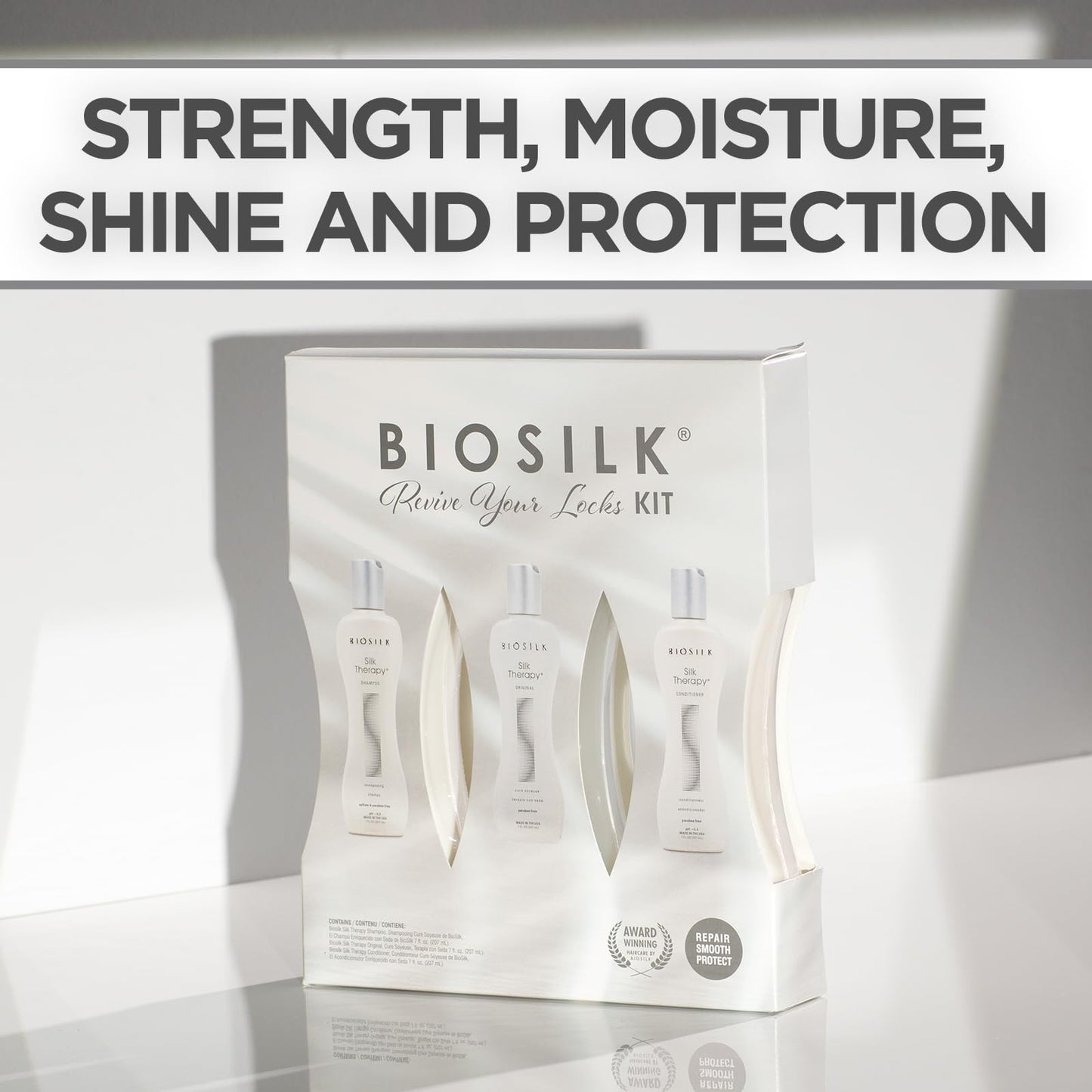 BioSilk Revive Your Locks Kit. Original Silk Therapy 7oz, Silk Therapy Shampoo 7oz, and Silk Therapy Conditioner 7oz (kit Contains 3 Products), 7 Beauty & Personal Care BioSilk