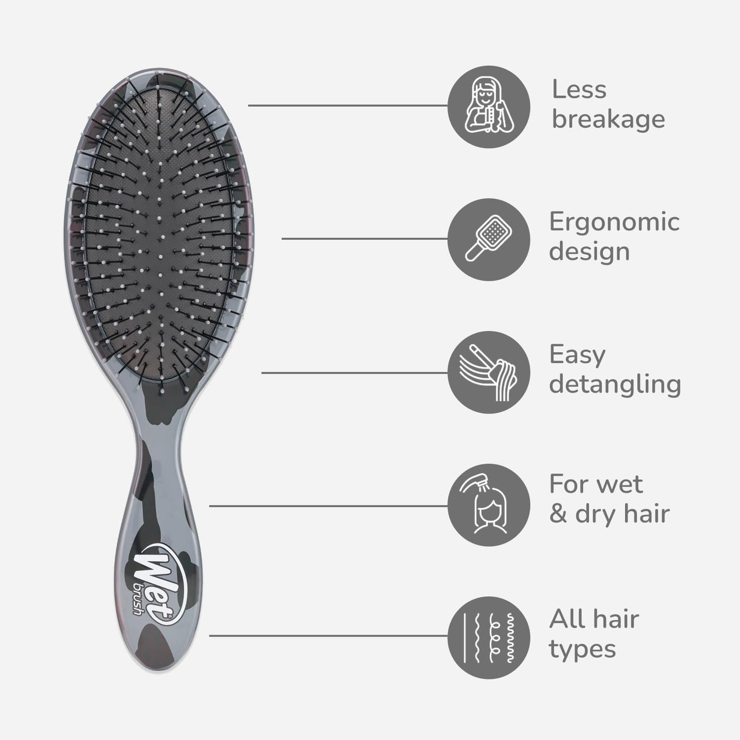 Wet Brush Original Detangler Hair Brush, Dark Gray Leopard (Safari), Ultra-Soft IntelliFlex Bristles, Detangling Bristles Glide Through Tangles (Wet Beauty & Personal Care Wet Brush
