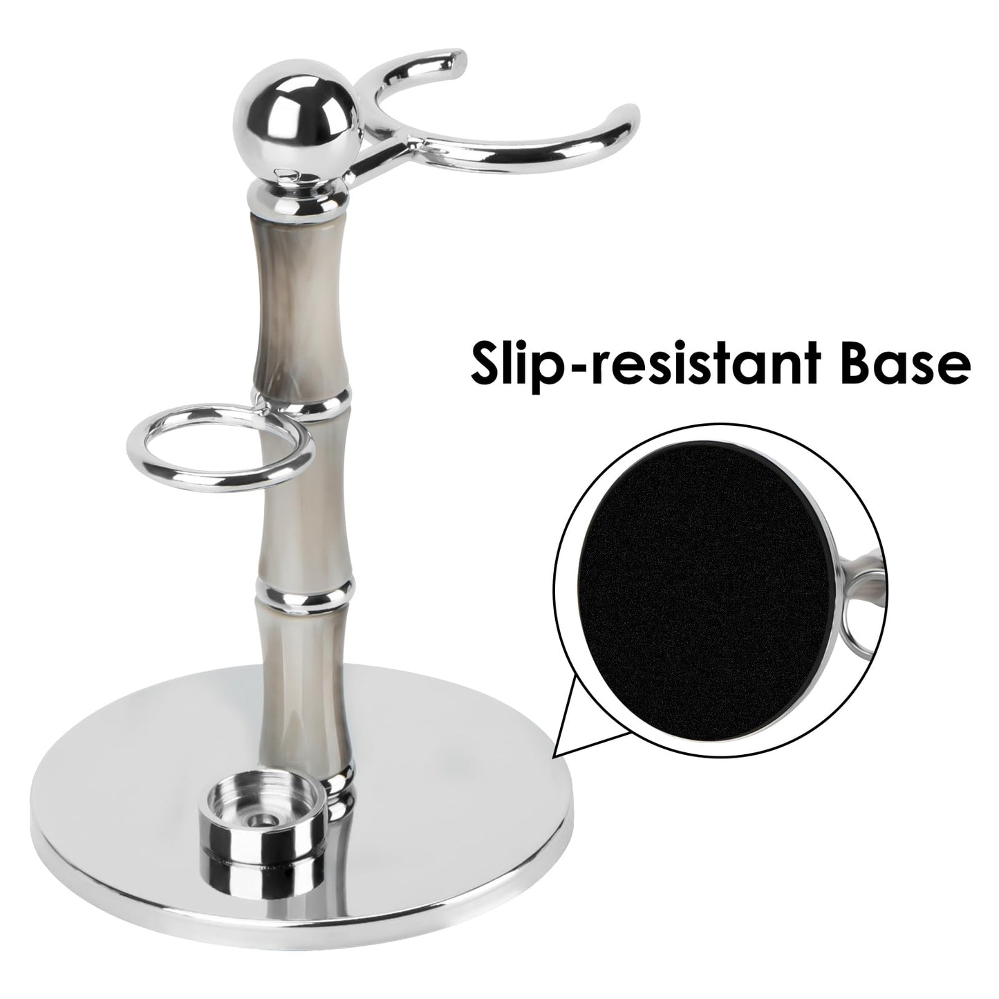 Linkidea Stainless Steel Razor Stand and Brush Holder with Non-Slip Base, Creative Bamboo Style Safety Shaver Organizer Compatible with Vikings Blade Beauty and Personal Care Linkidea