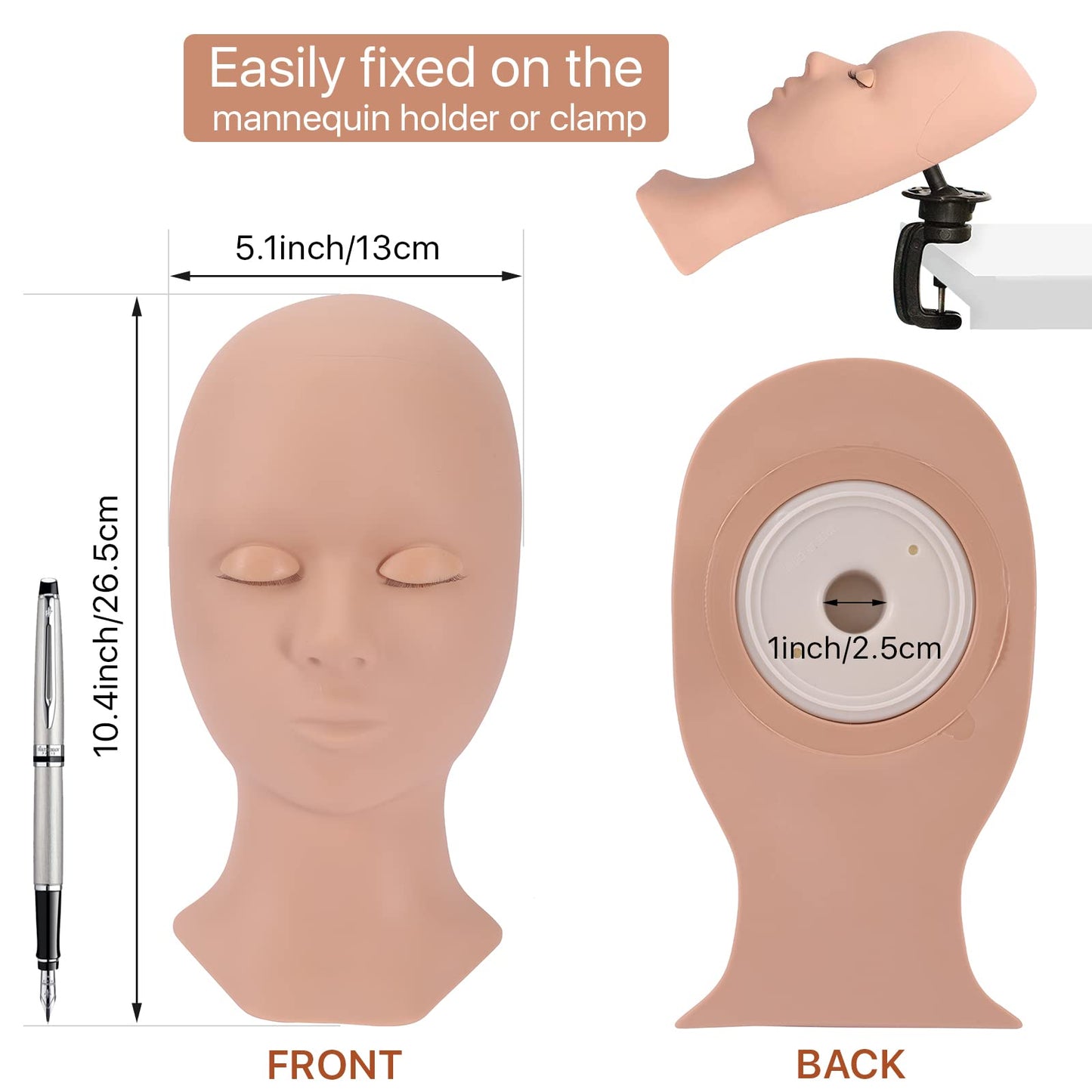 Pretty memory Lash Mannequin Head with 4 Pairs Removable Practice Eyelids, Silicone Eyelash Mannequin Head for Makeup Practice and Lash Extension Beauty & Personal Care Pretty memory
