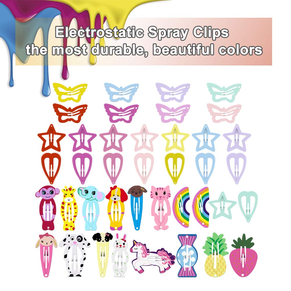 ECADY Hair Clips Colorful Hair Barrette Metal Cute Snap Hair Clips for Girls, Toddlers, Kids - 2 inch, 100pcs Beauty & Personal Care ECADY