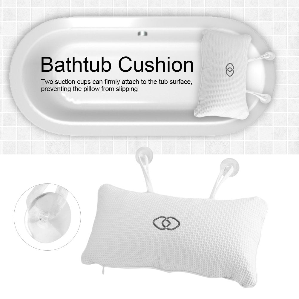 Qioni Bathtub Pillow, Non-Slip Bathtub Spa Pillow Bath Cushion Bathtub Pillow Head Neck Support with Suction Cups for Spa or Bath Beauty and Personal Care Qioni