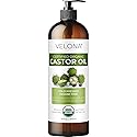 velona USDA Certified Organic Castor Oil - 16 fl oz (With Pump) | For Hair Growth, Boost Eyelashes, Eyebrows | Cold pressed, Natural Oil, USP Grade | Beauty & Personal Care velona