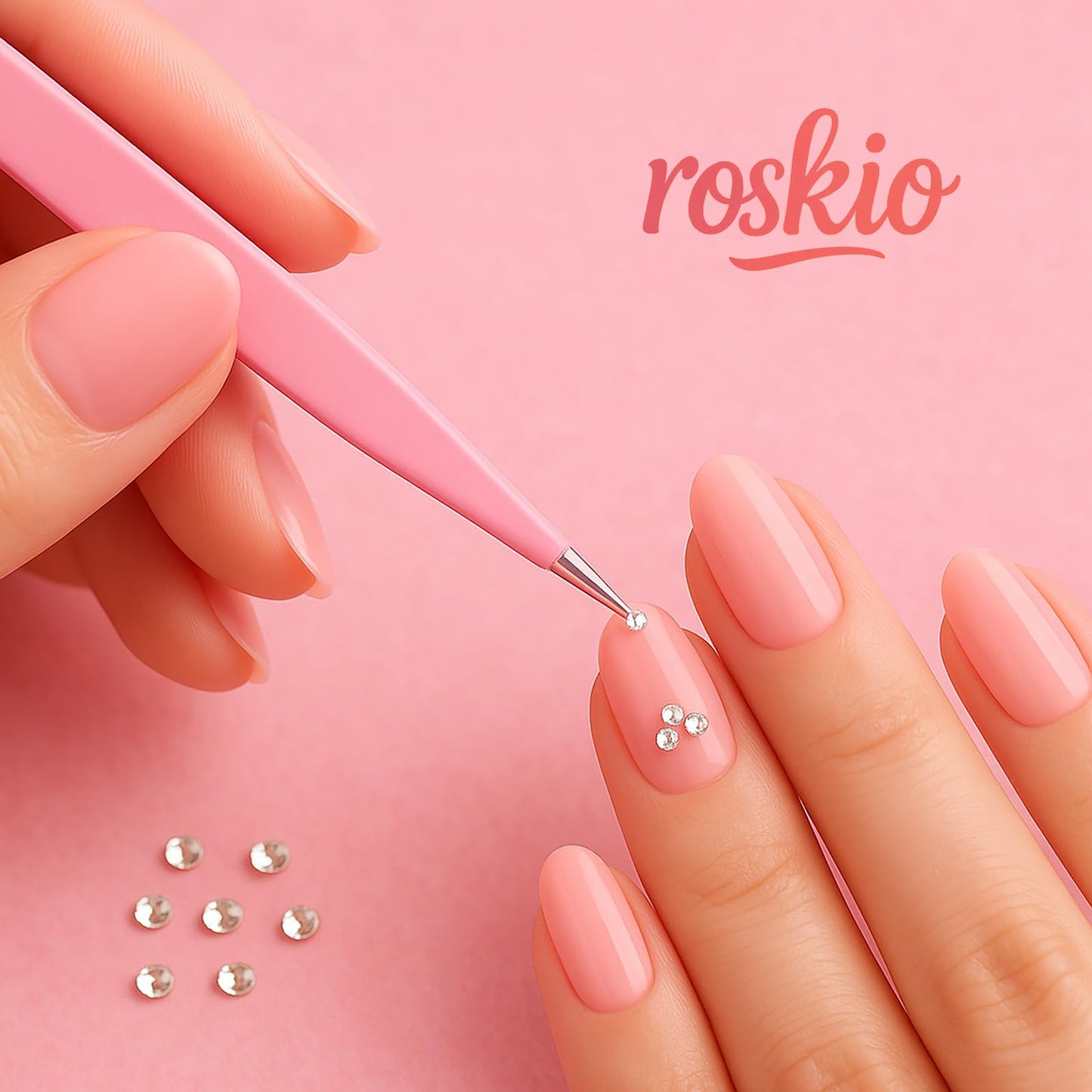 Roskio Nail Tweezer, 2pcs Stainless Steel Straight & Curved Nail Art Tweezers for Stickers, Rhinestone, Eyelash Extension, Nail Stickers, Cuticle Beauty & Personal Care ROSKIO