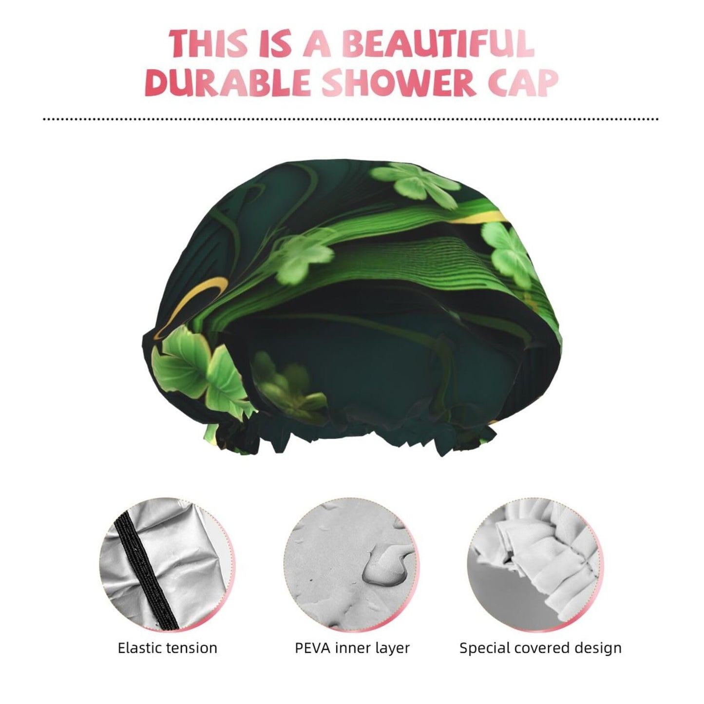 Happy St Patrick'S Day Shower Cap For Women Reusable Double Layers Bathing Bath Cap Hair Caps Waterproof Elastic Band Ladies Spa Salon Shower Hat Hair Beauty and Personal Care GDSHJKLW