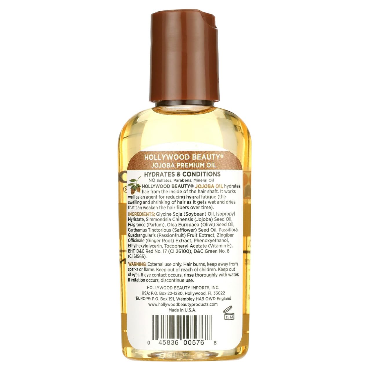 Hollywood Beauty Jojoba Hair Oil, Light, Non-Greasy, Hydrates & Conditions Hair, Anti-Frizz Fighter, Scalp Soothing, Hot Oil Treatment (2 Ounce Beauty & Personal Care Hollywood Beauty