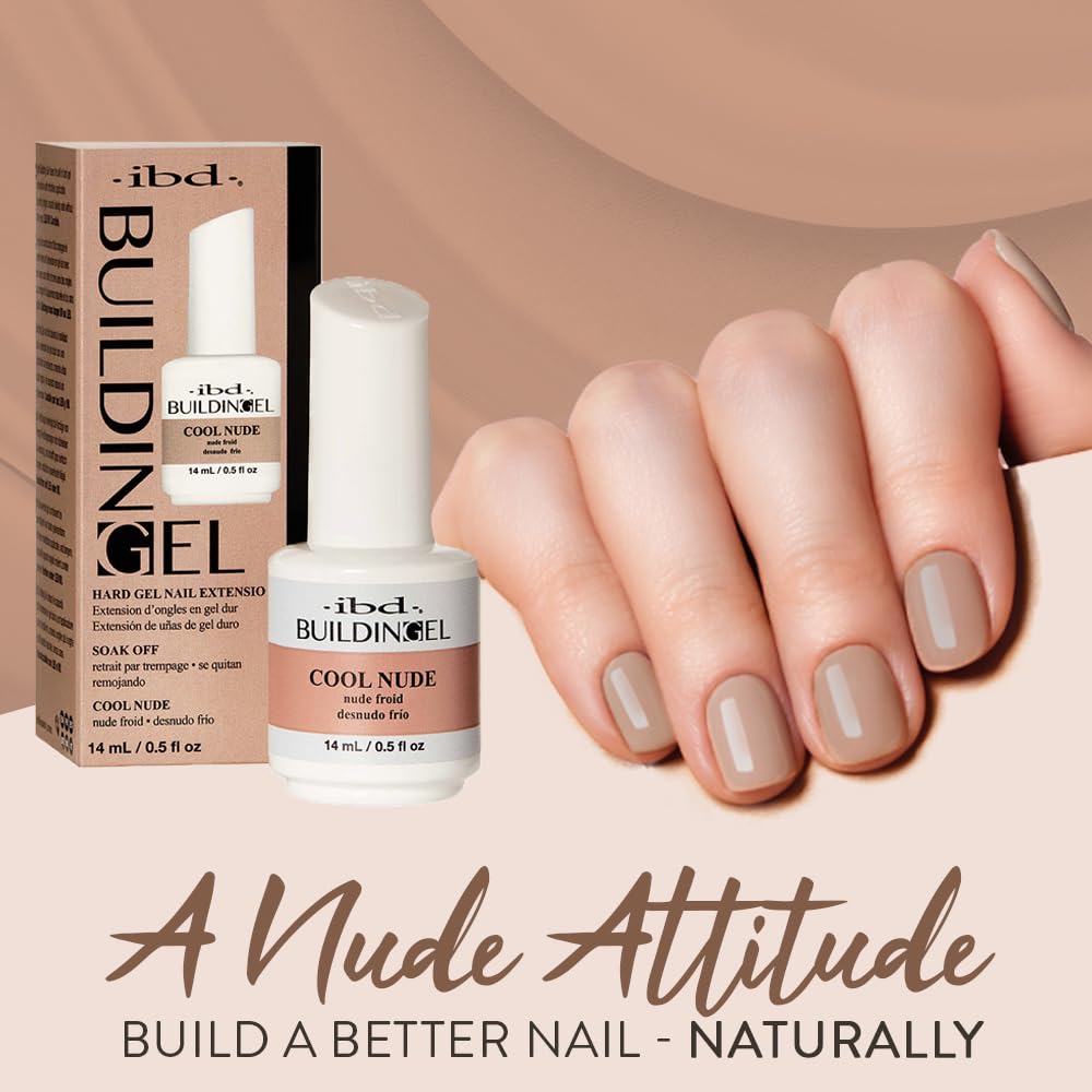 IBD Building Gel, Hard Gel Nail Extension, Cool Nude, Soak-Off, Nail Builder Strengthener, 0.5 fl oz