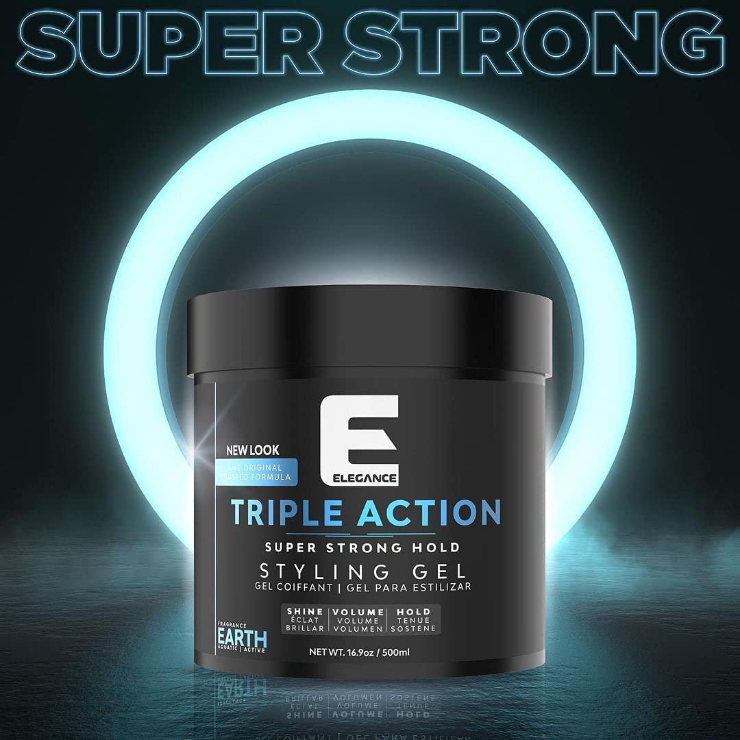 E Elegance Earth Fragrance Triple Action Hair Gel for Men And Women - Super Strong Hold, Extreme Volume, And Long Lasting Shine - Flake Free Beauty & Personal Care E Elegance