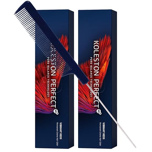 Koleston Perfect ME+ 33/55 Intense Dark Brown/Red-Violet Red-Violet Permanent Hair Color Creme 2 Ounce (Pack of 2) With Pin Tail Comb - Use Beauty & Personal Care M Hair Designs