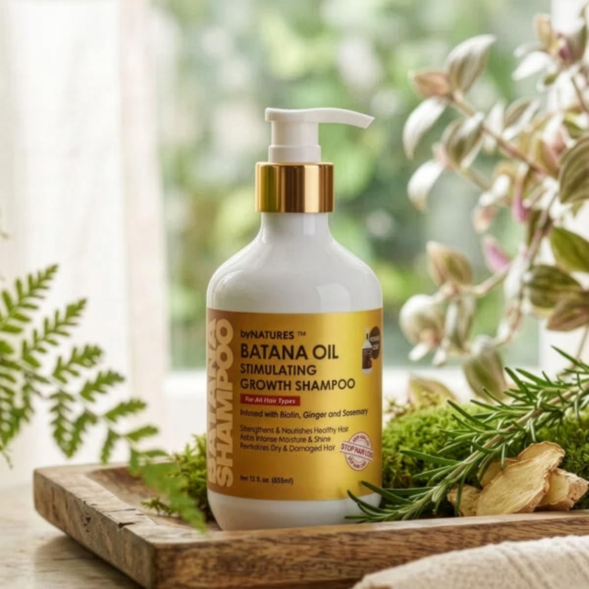 By Natures Batana Oil Hair Growth Shampoo with Biotin and Rosemary, 12 Oz