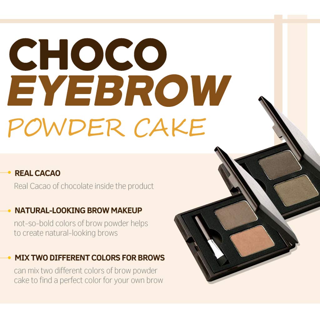 SKINFOOD Choco Eyebrow Powder Cake from Real Cacao - Eyebrow Powder Duo Palette with Minerals - Great Gifts Ideas for Women, Mom, Teacher, Officemate Beauty & Personal Care SKINFOOD 1957