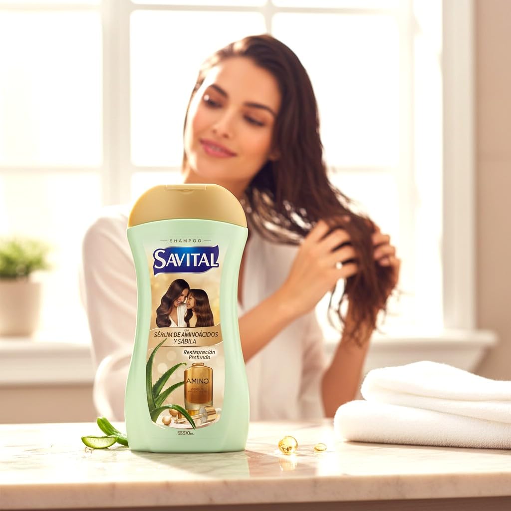 Savital Shampoo (510ml) and Conditioner (490ml) Set with Amino Acid Serum and Aloe - Daily Hair Care Duo for Soft, Smooth, and Shiny Hair Beauty & Personal Care Yahve