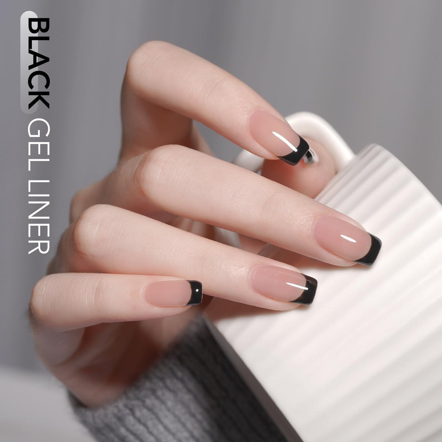 GAOY Black Swirl Gel Nail Polish Art Liner, 12ml Classic Color Nail Paint Design with Thin Brush, UV Light Cure for DIY French Manicure at Home Beauty and Personal Care GAOY