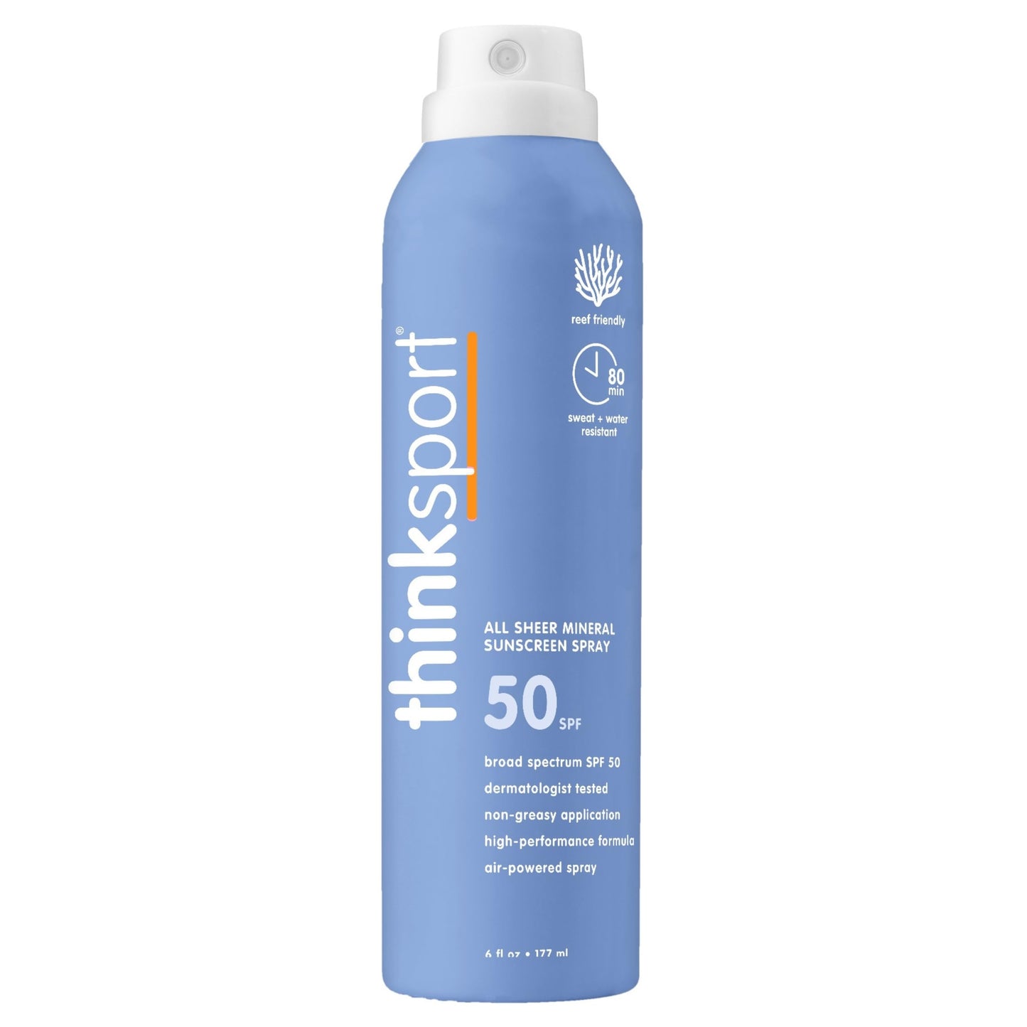 Thinksport SPF 50+ Mineral Sunscreen Spray, All Sheer, 6 Fl Oz - Natural, Water Resistant Body Sun Protection, Vegan & Reef Safe Beauty & Personal Care THINK