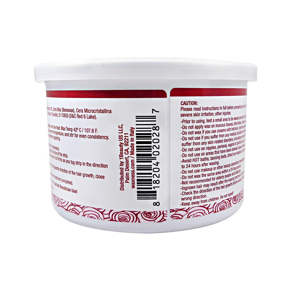 Waxness Creamy Soft Wax Tin Rose 14 oz (400 g) - Professional Strip Wax with Creamy Formula for Face & Body, Ideal for Coarse Hair - Made in Italy Beauty and Personal Care Waxness